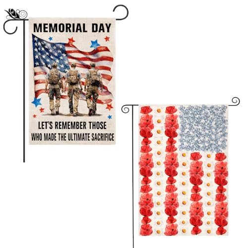 Memorial Day Garden Flags Set - 2 Durable Patriotic Outdoor Decorations