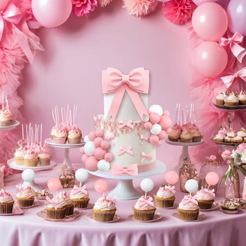 36 PCS Oversized Pink Bow Cake Toppers - Princess Party Decorations