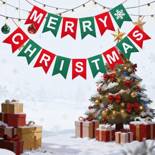 Baisunt Merry Christmas Banner DIY Kit - Burlap Garland for Holiday Decor