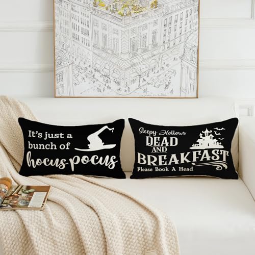 Halloween Decorative Throw Pillow Covers 12x20 Inches - Set of 2