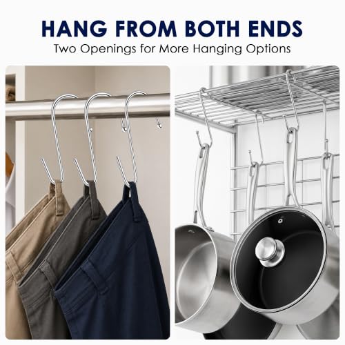 S Hooks for Hanging - 3.4 Inch Rust-Proof Stainless Steel, 20 Pack