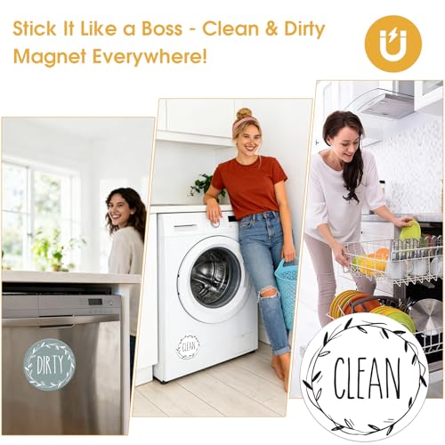 Dishwasher Clean Dirty Magnet - Slate Blue & White