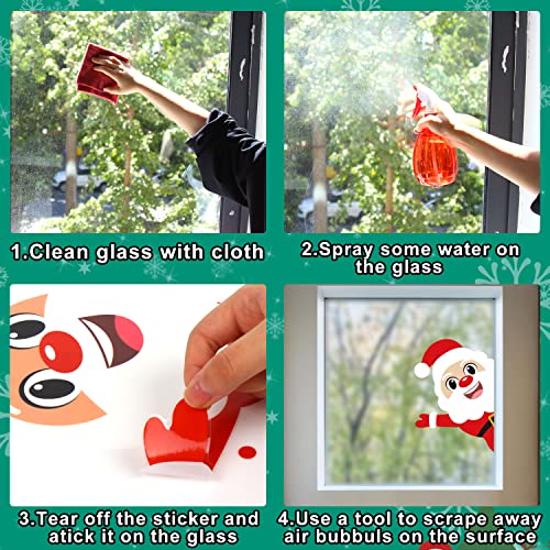 KIMOBER 150 PCS Christmas Window Clings - Santa, Snowman & Decor