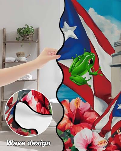 Puerto Rico Flag Shower Curtain with Scalloped Border - 72"x72"