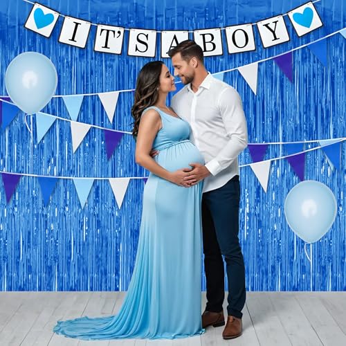 Blue Baby Shower Decorations Set - It's a Boy Banner & Bunting