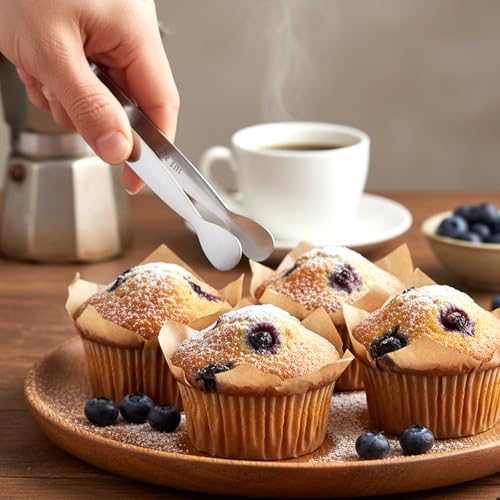 8-Pack Silver Stainless Steel Ice Tongs - 4.3 Inch Mini Serving Tongs