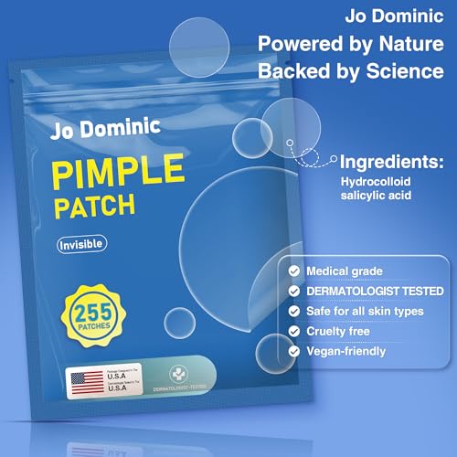 Jo Dominic Invisible Hydrocolloid Pimple Patches 255 Count