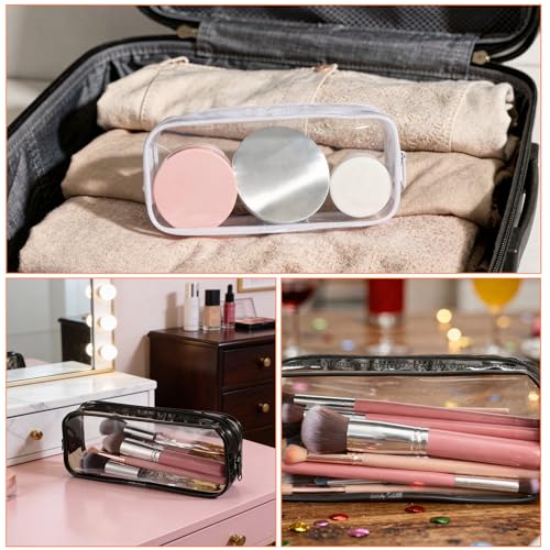 Clear Makeup Brush Bag 2-Pack - Portable PVC Travel Cosmetic Pouch