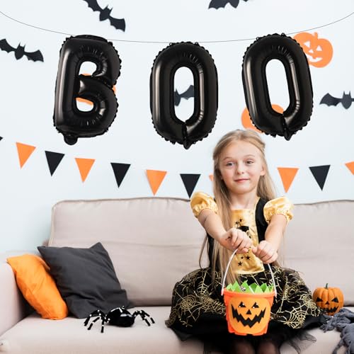 16-Inch Black 'BOO' Mylar Balloons for Halloween Decor