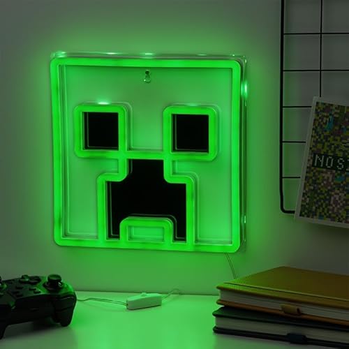 Paladone Creeper Iconic LED Wall-Mountable Light Officially Licensed Minecraft Room Decor for Boys and Girls, Gamer Night Light in Vibrant Green