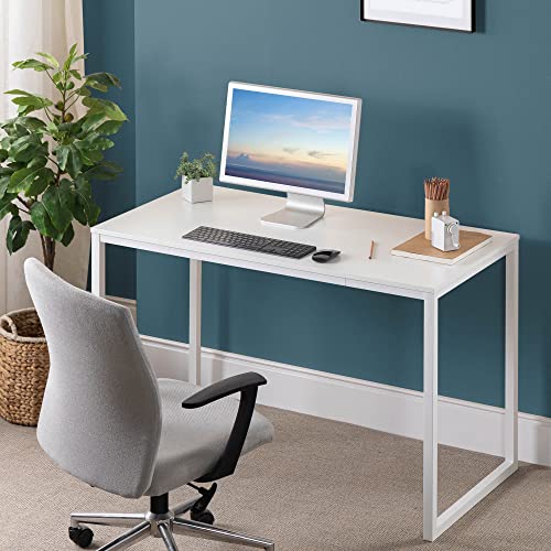 Zinus Jennifer 47 Inch White Frame Desk, Computer Workstation, Office Desk, Easy Assembly, White
