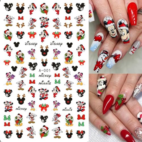 Christmas Nail Stickers - 2 Sheets Self-Adhesive 3D Holiday Manicure Decals