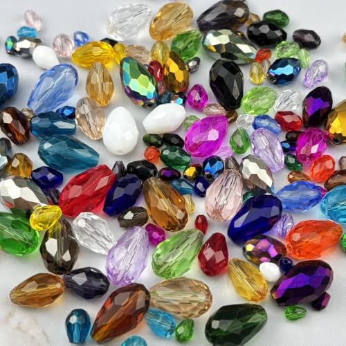 Transparent Teardrop Crystal Glass Beads 10x15mm for Jewelry Making - 50pcs