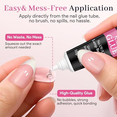 QIEK Nail Glue for Press Ons - 2 Pack 10g Super Strong Quick Dry Gel