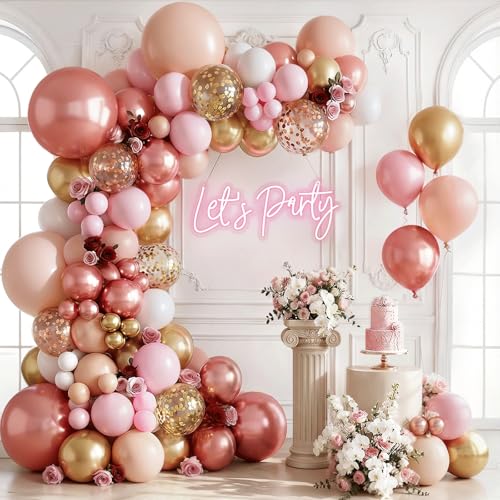 Rose Gold Pink Balloon Garland Kit - 129pc Arch Decor for Party