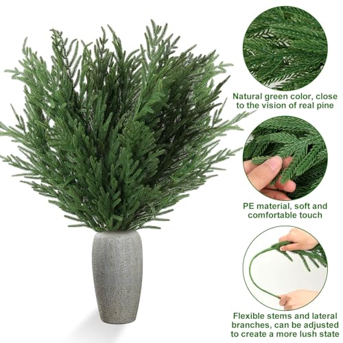 Artificial Norfolk Pine Stems - 36 Inch Real Touch Greenery for Christmas Decor