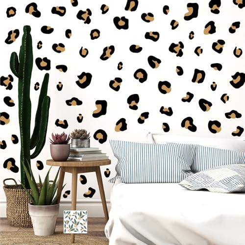 Leopard Print Wall Decals - CELAENO Brown Vinyl Stickers, 10 Sheets