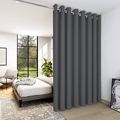 Deconovo Extra Wide Blackout Room Divider Curtain, 180"W x 96"L, Dark Grey