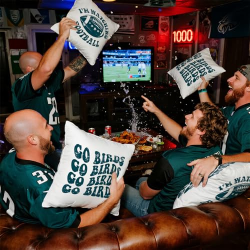 Football Throw Pillow Cover 18x18 Inch for Game Day Decor