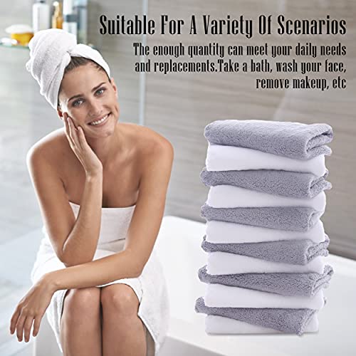 TENSTARS 12 Pack Ultra Soft Microfiber Washcloths - Quick Drying & Highly Absorbent