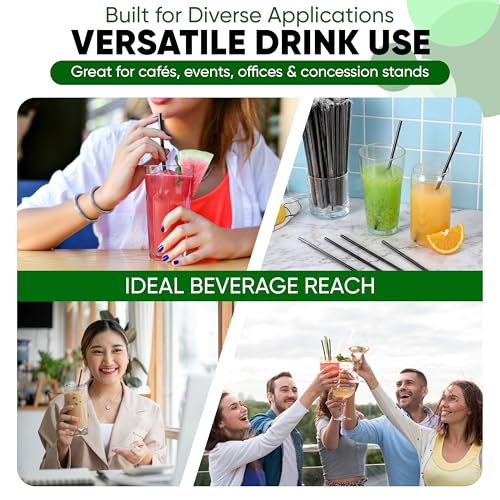 Individually Wrapped Black Drinking Straws - 7.75" Standard Size, Pack of 200