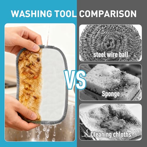XHWXYQ Double Layer Wire Dishwashing Rag (Small) - Non-Scratch, Reusable for Wet & Dry Cleaning