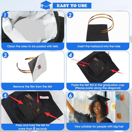 Graduation Cap Headband Brown Anti-Fall Grad Hat Holder with Adhesive Felt