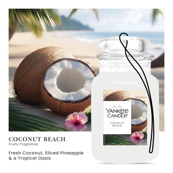 Yankee Candle Coconut Beach Paper Car Jar Air Freshener - 2 Pack