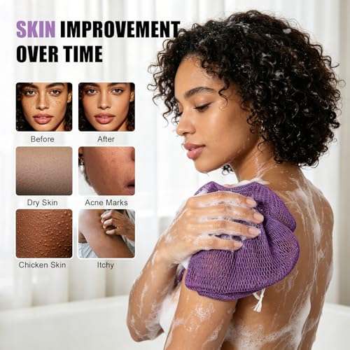 African Exfoliating Net Sponge 3-Pack - Extra Long Soft Mesh Body Scrubber