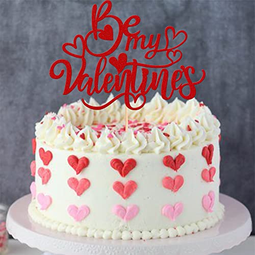 Valentine's Day Cake Topper - Glitter Heart Decoration, 6.3x8.7in