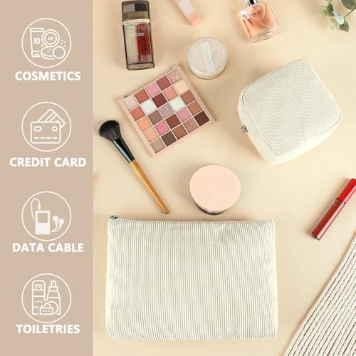 Fammart Corduroy Makeup Bag Travel Cosmetic Organizer with Zipper
