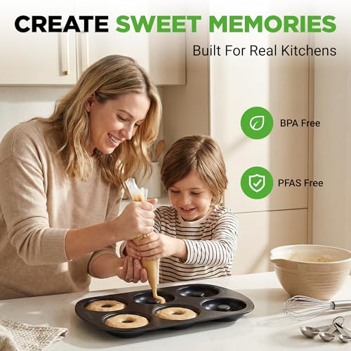 NutriChef Nonstick Carbon Steel Donut Pan - 6-Cavity Baking Tray