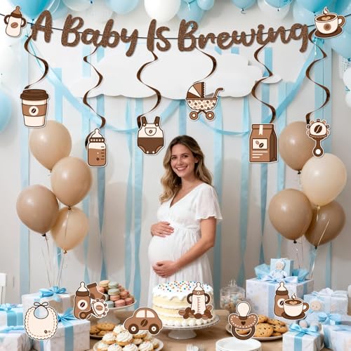 Coffee-Themed Baby Shower Banner Set - 'A Baby Is Brewing' Decorations