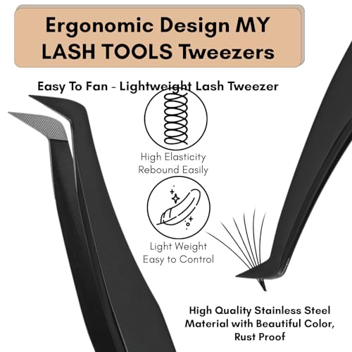 Fiber Tip Lash Tweezers for Eyelash Extensions - Stainless Steel