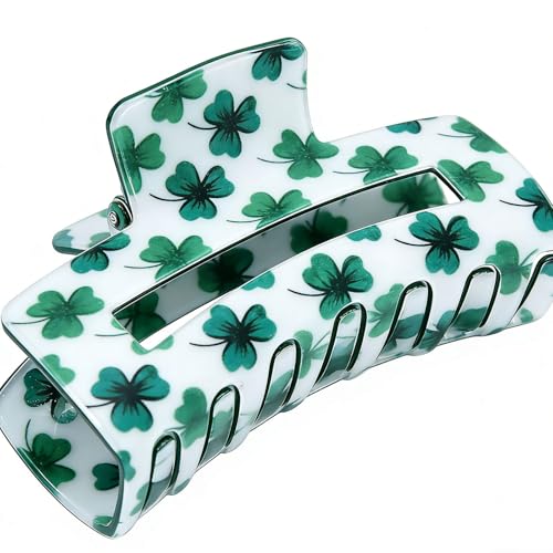 St. Patrick's Day Green Shamrock Hair Claw Clip - Non-Slip Acrylic