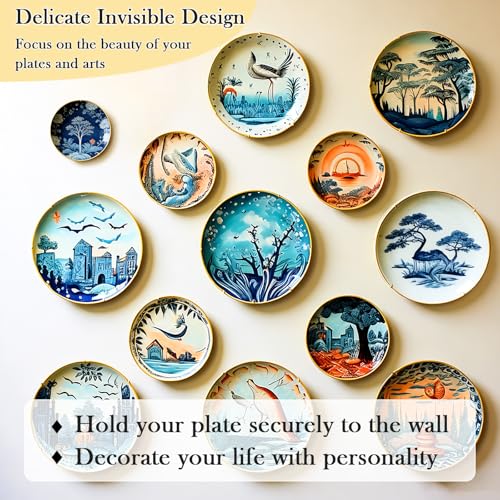 ROADPLUM 7-Pack Gold Plate Hangers for Wall Display, Invisible Spring Holders