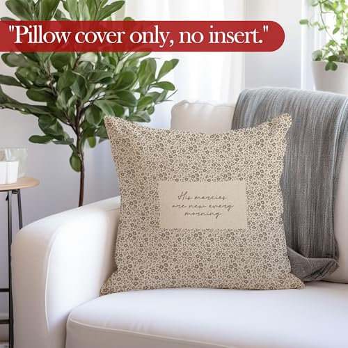 LRyeisahh Boho Floral Christian Throw Pillow Cover - Neutral Flower Religious Bible Verse 18x18, Variation 3
