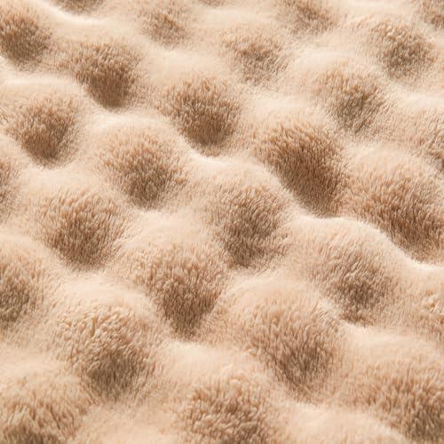 Brown 3D Bubble Flannel Throw Blanket 50x60 Inches for Couch & Bed - NEWCOSPLAY