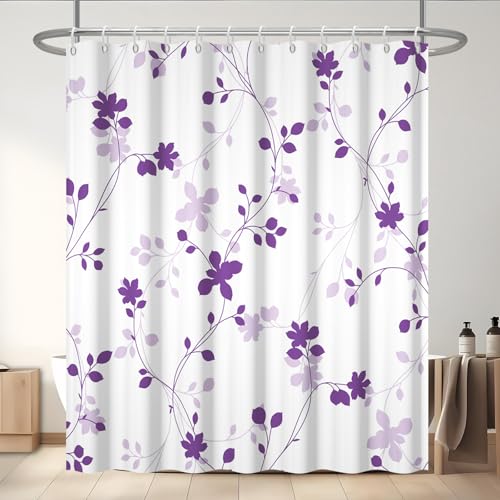 GICDSU Waterproof Plant Leaf Shower Curtain with 12 Hooks, Modern Farmhouse Bathroom Decor, 72x78 Inches