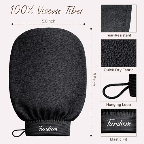 Fundrem Exfoliating Gloves 2 Pack - Korean Kessa Body Scrubber Mitt