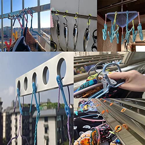20 Pack Silicone Windproof Clothes Hanger Clips - Non-Slip Locking Straps