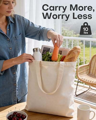 HOTOR 6-Pack Canvas Tote Bags for DIY Gifts & Groceries