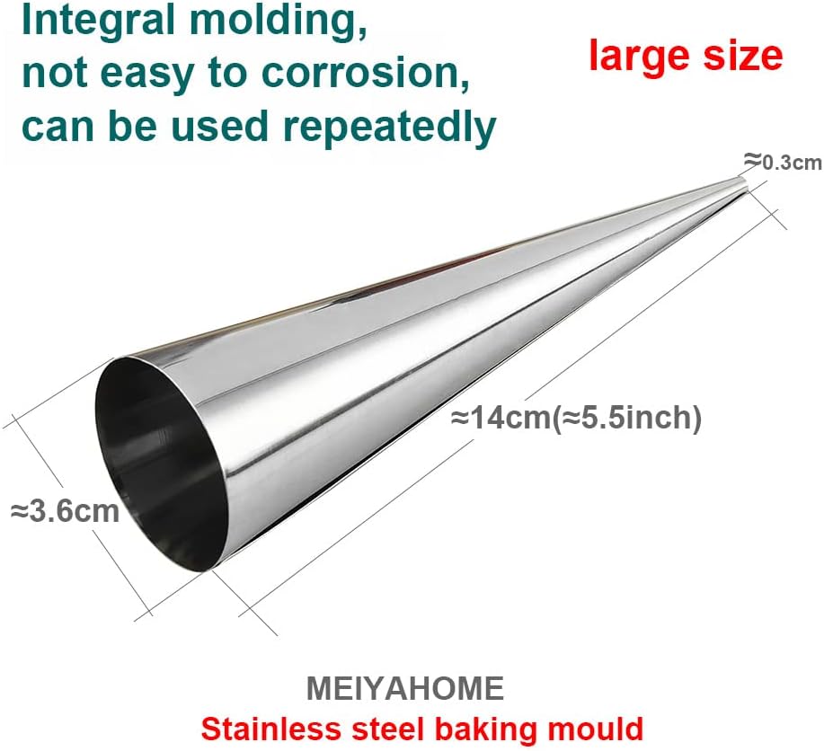 Skiennix Baking Cones - 6-Pack Stainless Steel Spiral Croissant Tubes | 5.5 Inch Pastry Molds