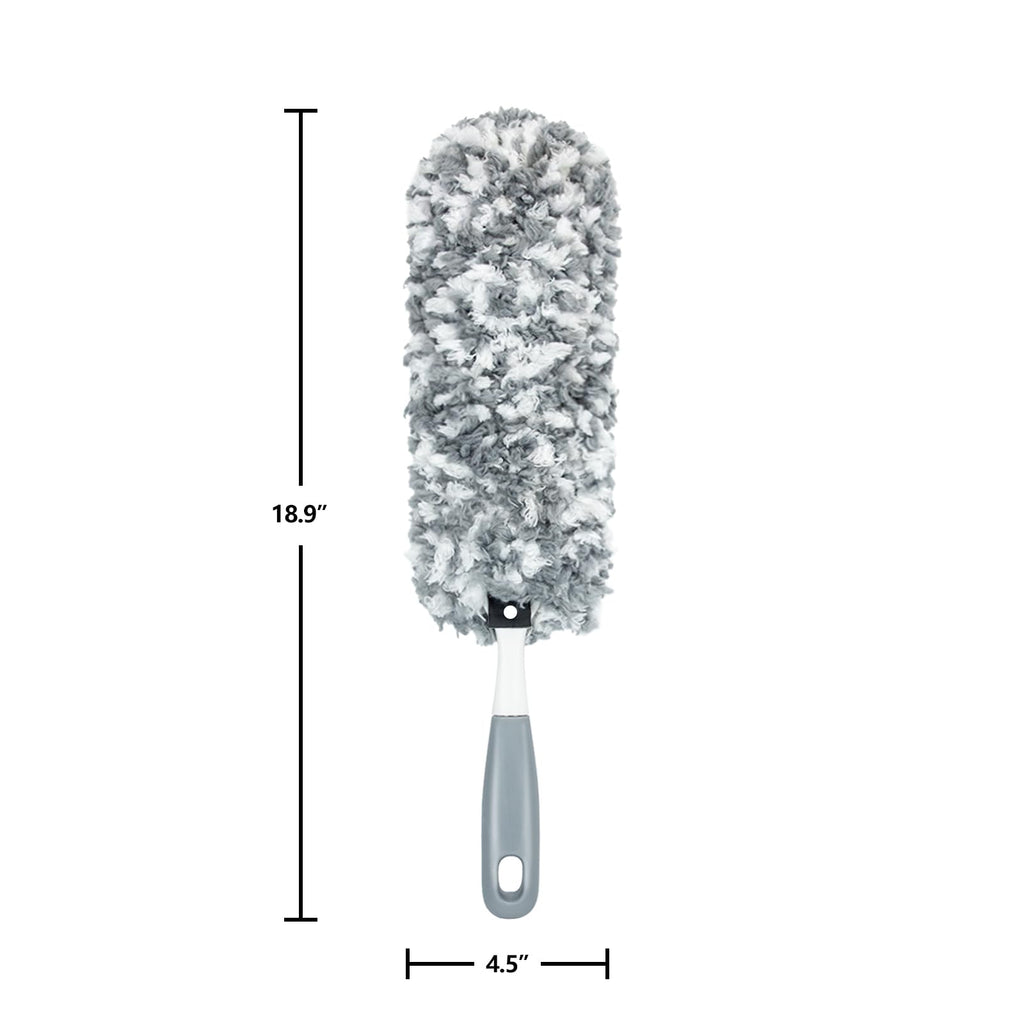 Microfiber Duster with an Extra Washable and Reusable Duster Head, Microfiber Dusters for Household Cleaning, Gray