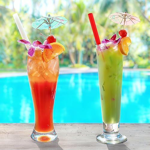 ALINK 100 PCS Jumbo Smoothie Straws, 10.3" Wide Disposable Colorful Straws