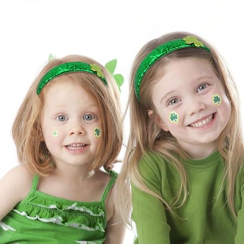 St. Patrick's Day Glitter Shamrock Headband Green Sparkly Hair Accessory
