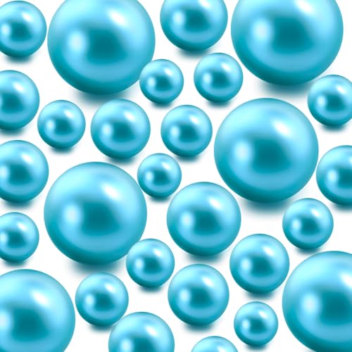 60Pcs Light Blue Floating Pearl Beads Mix Size Vase Fillers for Centerpieces