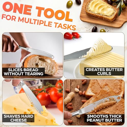 2-Piece Stainless Steel Butter Knife Set with Grater Blade