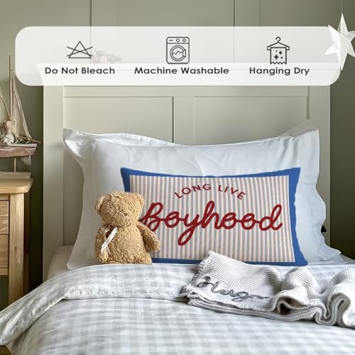 Long Live Boyhood Throw Pillow Cover 12x20 for Kids Room