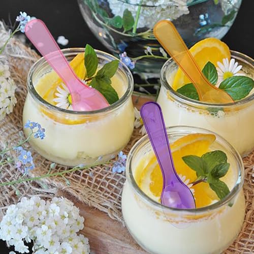 100 Pcs Mini Plastic Tasting Spoons Multicolor Dessert Ice Cream Spoons